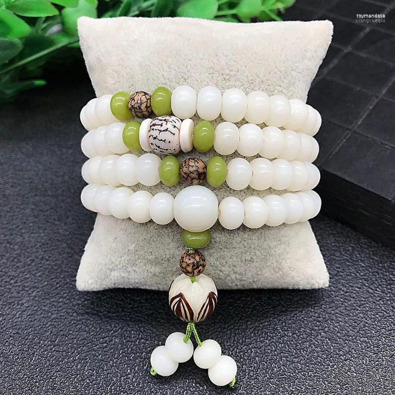 

Strand Beaded Strands Original Design Natural White Bodhi Root Beads Bracelet Lotus Bract For Women Meditation Balancing Jewelry Gift Raym22
