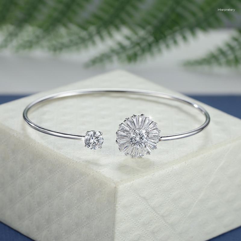 

Bangle Uilz Dainty Female White Zircon Stone Sun Flower Adjustable Bracelets For Women Chic Sliver Color Wedding Bracelet Gift Melv22
