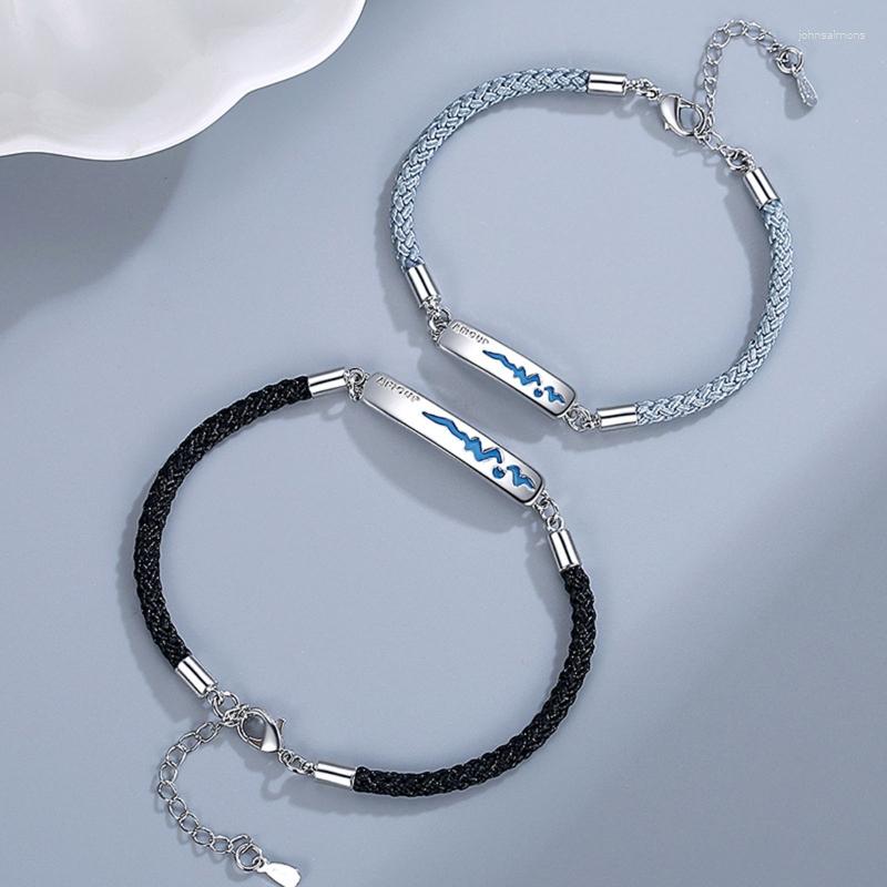 

Link Bracelets 2 Pcs Personalized Alloy Couple Bangles Adjustable Chain Wristband Temperature Change Color Mood Matching Women A5KE
