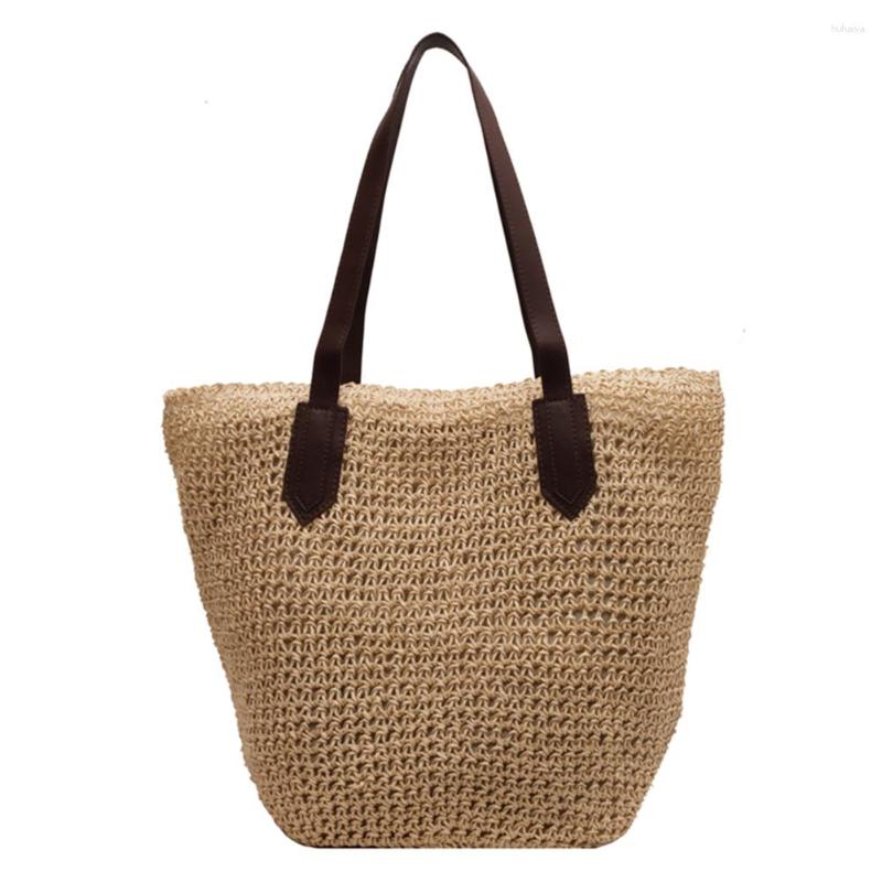 

Evening Bags Women Shouder Bag Bohemian Straw Handbag Summer Beach Woven Underarm Large Casual Crochet Tote Shopping, Beige