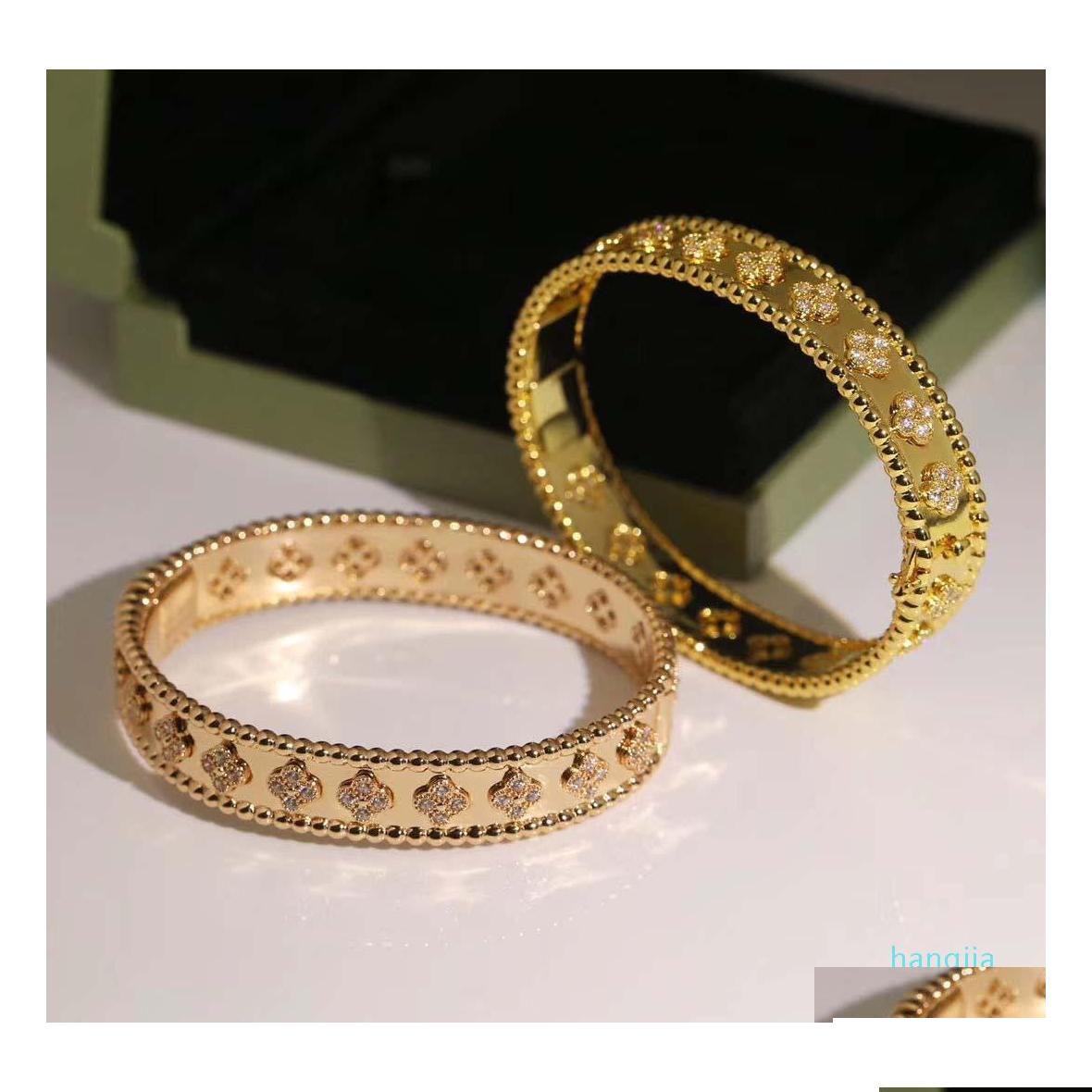 

Bangle Fashion High Quality Four Leaf Clover 3 Colors Bracelets Bracelet 18K Gold For Women Girls Valentines Jewelryai Drop Delivery Dhjhf