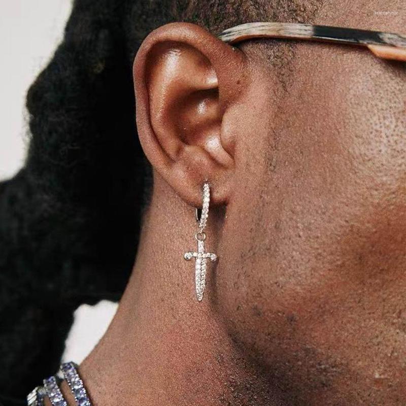

Dangle Earrings Out Sword Dagger Earring Full Paved Cubic Zirconia High Quality Hip Hop Fashion Bling Cz Jewelry Gift
