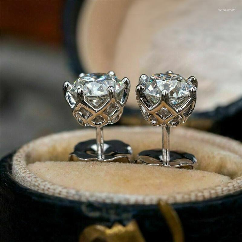 

Stud Earrings Huitan Luxury Solitaire For Women Ear Piercing Round Cubic Zirconia Fashion Versatile Lady's Jewelry