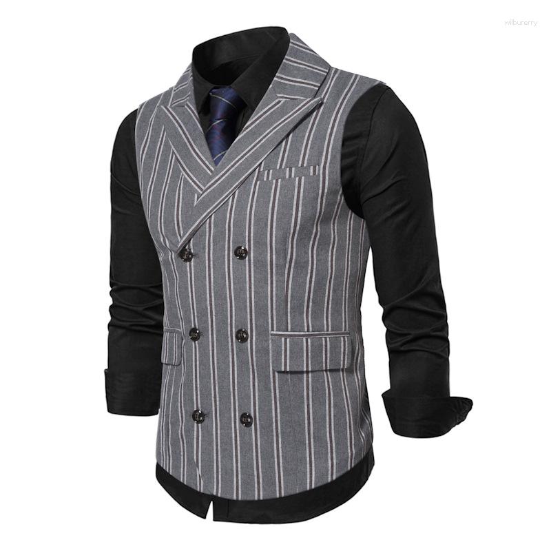 

Men's Vests Autumn And Winter Double Breasted Men's Suit Vest European Size Men Casual Business Daily Stripe, 9868