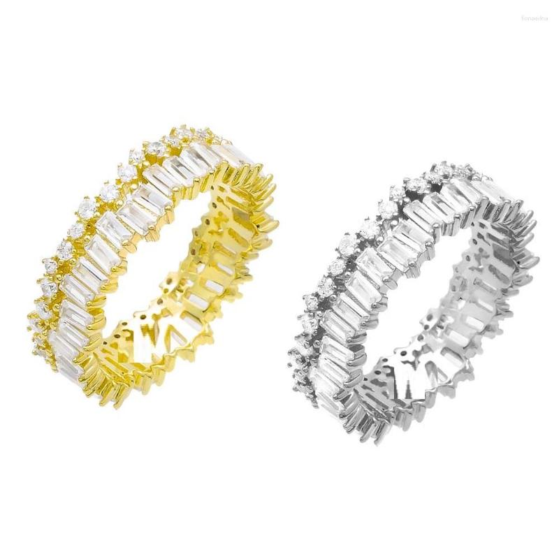 

Wedding Rings Round Square White 5A CZ Iced Out Bling Women Finger Jewelry Full Zirconia Engagement Eternity Band Ring