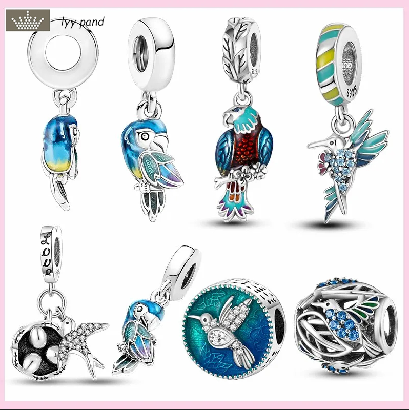 

For pandora charms jewelry 925 charm beads accessories Parrot Swallow Primrose Bird charm set Pendant