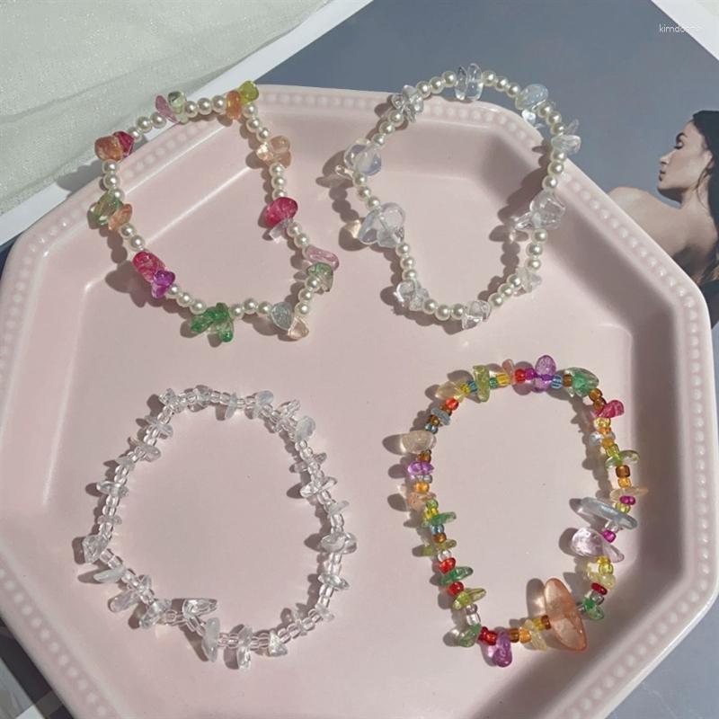 

Charm Bracelets Pearl Crystal Stone Gravel Stretch Bangles Natural Gemstone