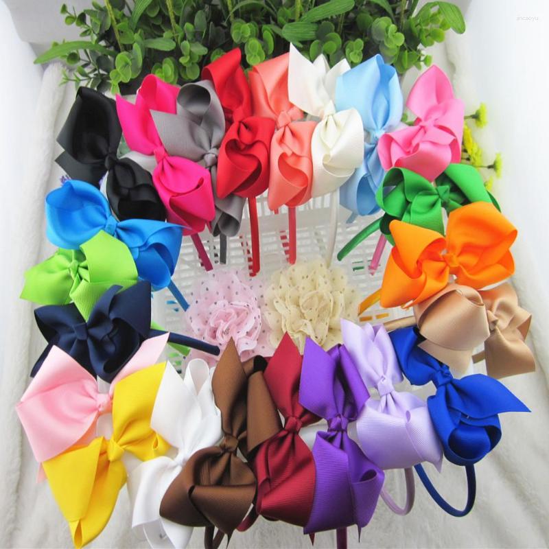 

Hair Accessories XIMA 22pcs/lot High Quality 4inch Grosgrain Ribbon Bow With Satin Girls Hairband For Kids Children, Picture shown