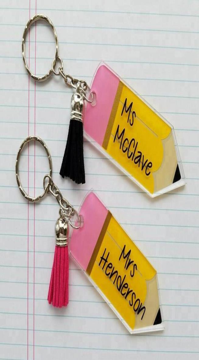 

Custom acrylic monogram tassel Teachers039 day pencil keychains Teachers Day Keychain Fashion Acrylic Pencil Keychain Personali8160405