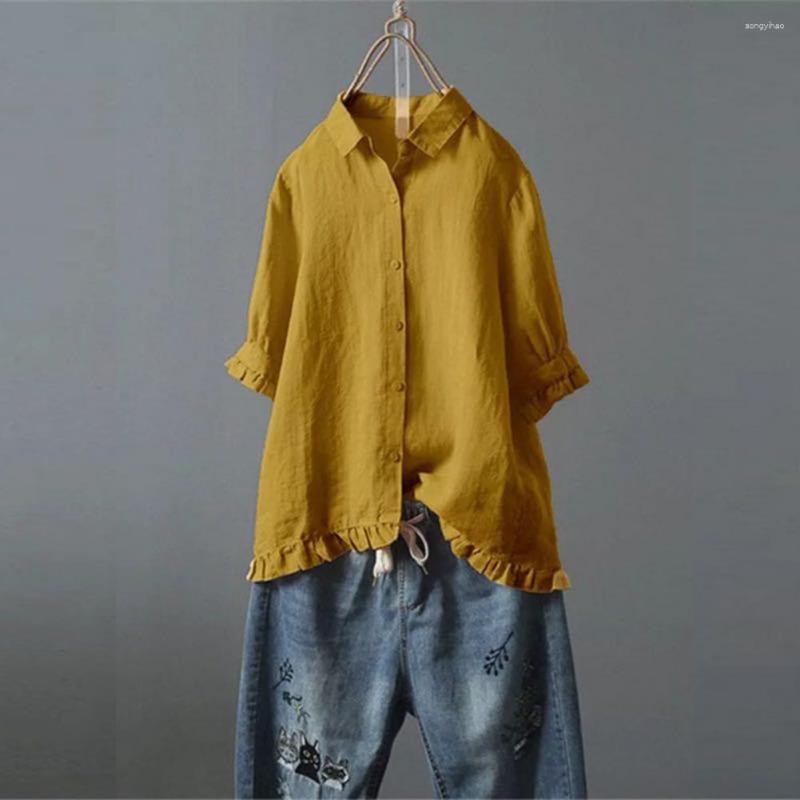 

Women's Blouses Cotton Linen Blouse Women's Shirt Solid Color Button V Neck Casual Loose Soft Autumn Spring Long Sleeved Baggy Tunic, Pink
