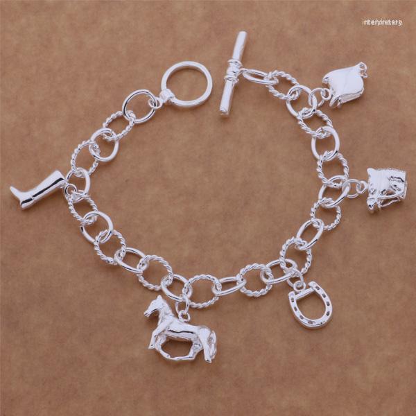 

Link Bracelets AH051 Sterling Bracelet Fashion Jewelry Five Pieces Hanging /aitajaaa Awvajoca Silver Color