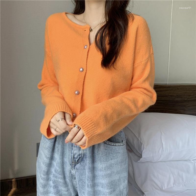

Women's Knits Women Casual Cropped Sweaters 6 Colors All-match Spring Slim Comfortable O-Neck Chic Cardigan Ulzzang Female Soft Streetwear, Black