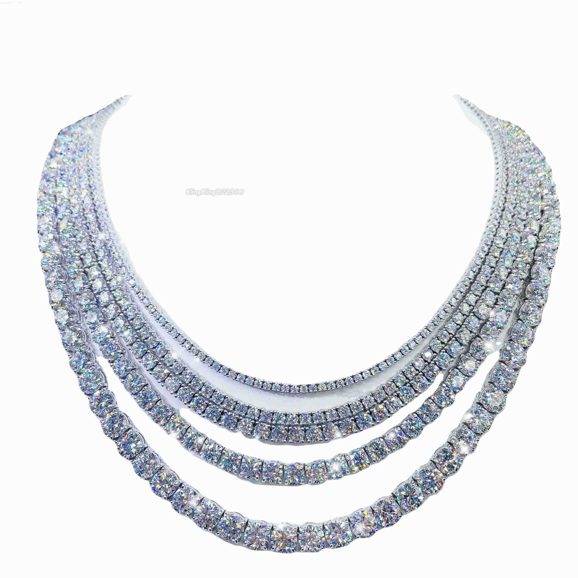 

Factory Price Full Size Moissanite Tennis Bracelet Necklace Pass Diamond Tester Tennis Chain 925 Sterling Silver