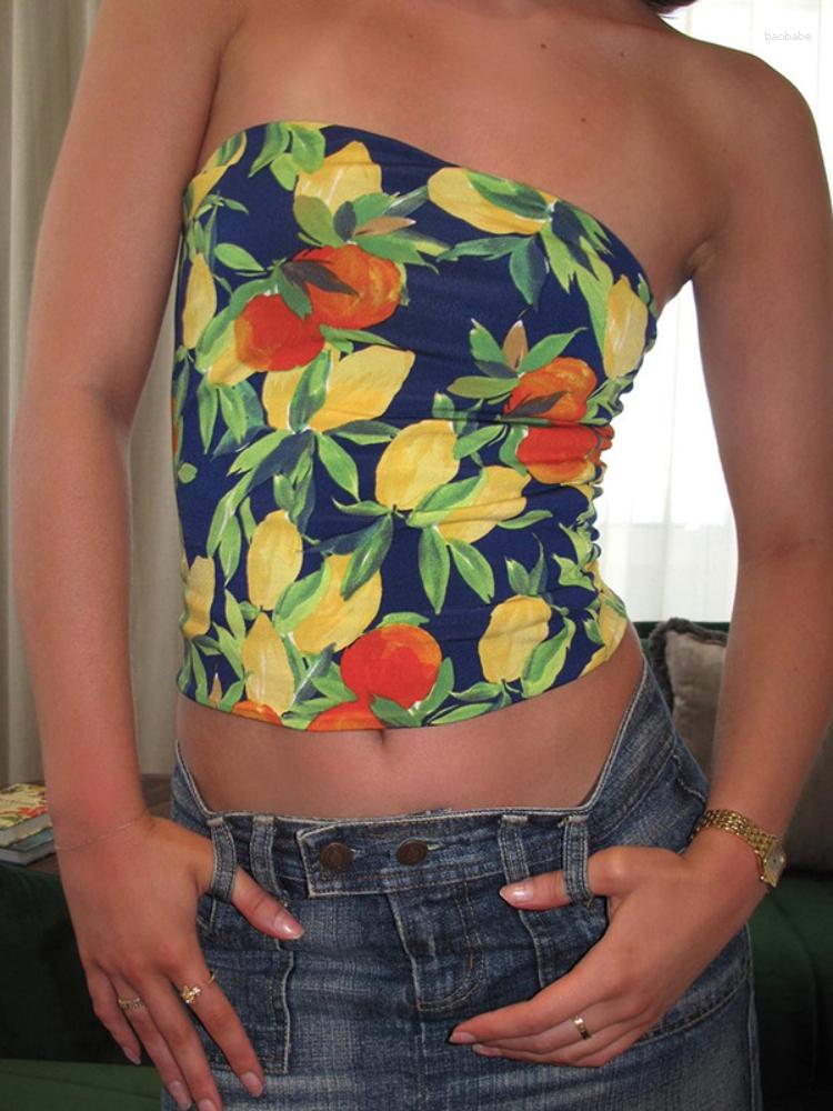 

Women' Tanks Cropped Top Strapless Hippie Clothes Slim Fit Party One Word Neckline Off The Shoulder Print Summer Women' Clothing, Blue