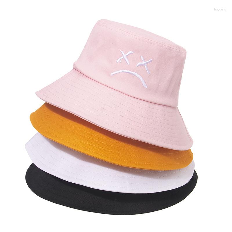 

Berets CNTANG Women Summer Bucket Hat Fashion Crying Face Panama Caps Outdoor Casual Fisherman Hats Beach Sun Cap For Men Foldable, Orange