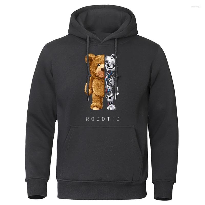 

Men's Hoodies Funny Teddy Bear Robot Hoodie Robotic Clothing Casual Hooded Men Fashion Sweatshirts Fleece Oversized Loose Streetwear, 05170210