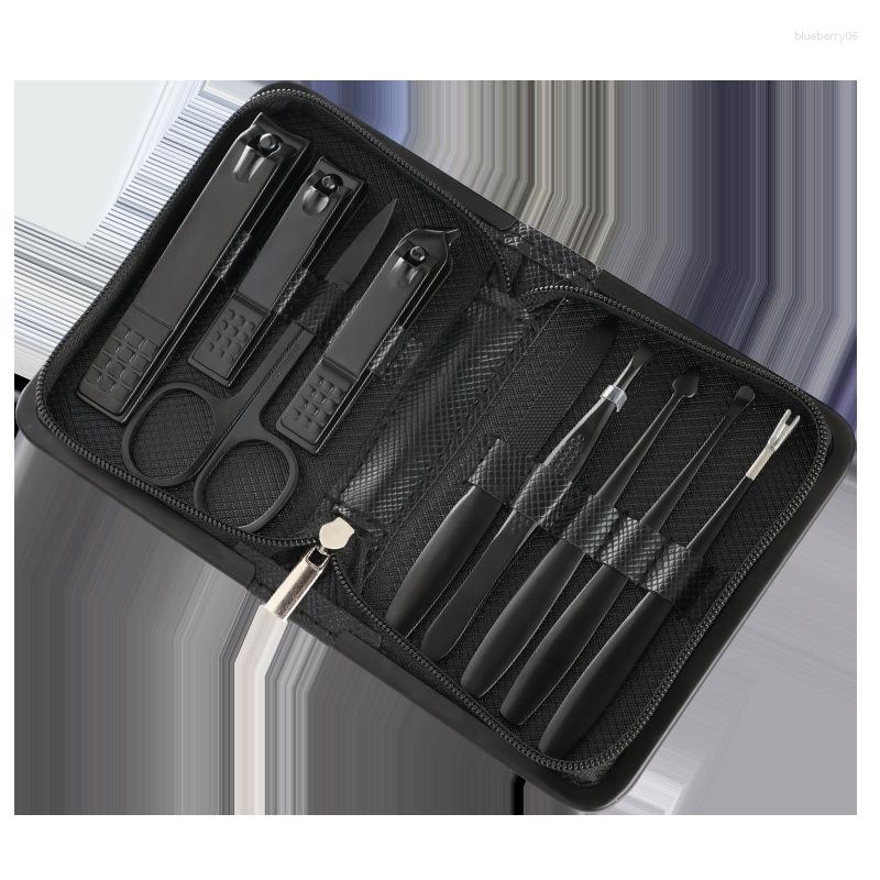 

Nail Art Kits Black Clippers Set Tools Trimmers 9-piece Stainless Steel