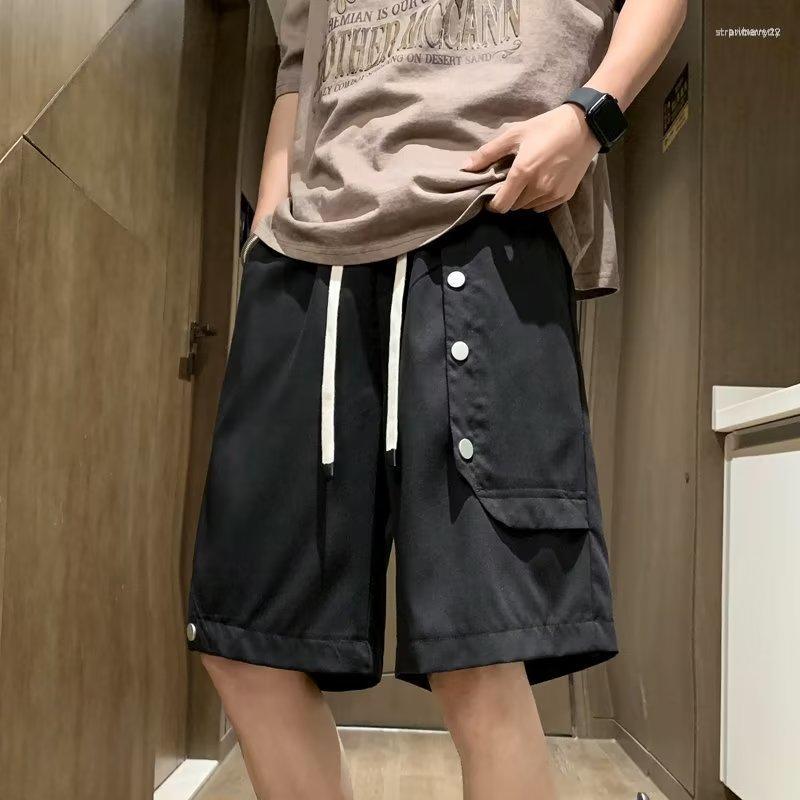 

Men' Shorts Men' Japanese Retro Oversize Summer Men' High Street Causal Loose Wide-leg Straight Five-point Logging Pants Male, Black