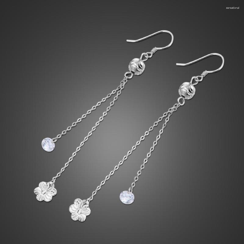 

Dangle Earrings Fashion 925 Sterling Silver Hanging Eardrop Dazzling Zircon Plum Long Drop Women Jewelry Gift