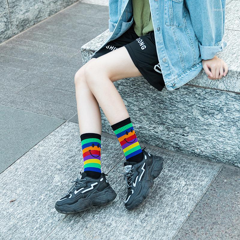 

Women Socks Rainbow Ladies Mid-Tube Cotton Cute Stockings Athleisure, Black