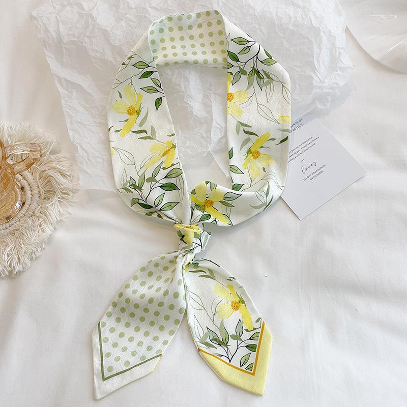 

Scarves Spring Summer Choice Women Imitation Silk Neck Scarfs Double-layer Different Color Printing Bags Ribbons Dress Belt 7X130CM
