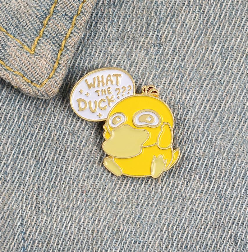 

Yellow duck cartoon enamel pin brooches for women thinking animal badge cute decoration lapel pins clothes backpack jewelry gift k4140270