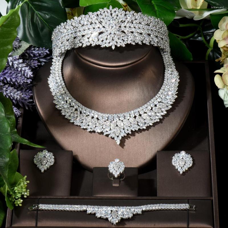 

Necklace Earrings Set Fashion Wedding Bridal Statement Birde Tiaras Crown Zircon Earring Sets Party Accessories N-1652, Picture shown