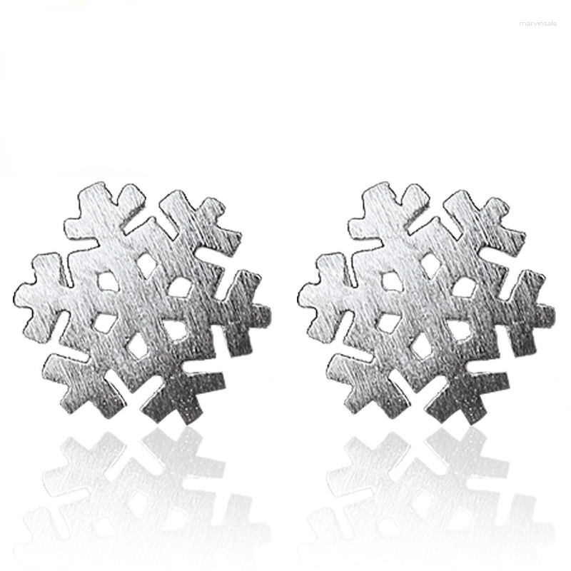 

Stud Earrings Real Silver Plated Fashion Winter Christmas Snowflake Beads Screw Women's Valentine's Day Jewelry