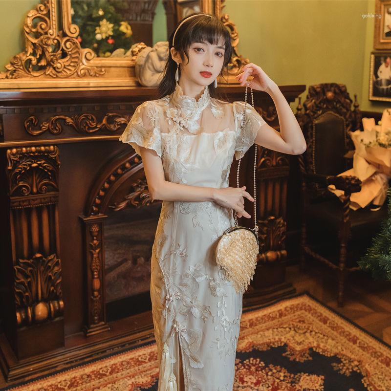 

Ethnic Clothing Cheongsam Embroidery Chinese Dress Young Girls Modern Wedding Party Ladies Sexy Elegant Summer