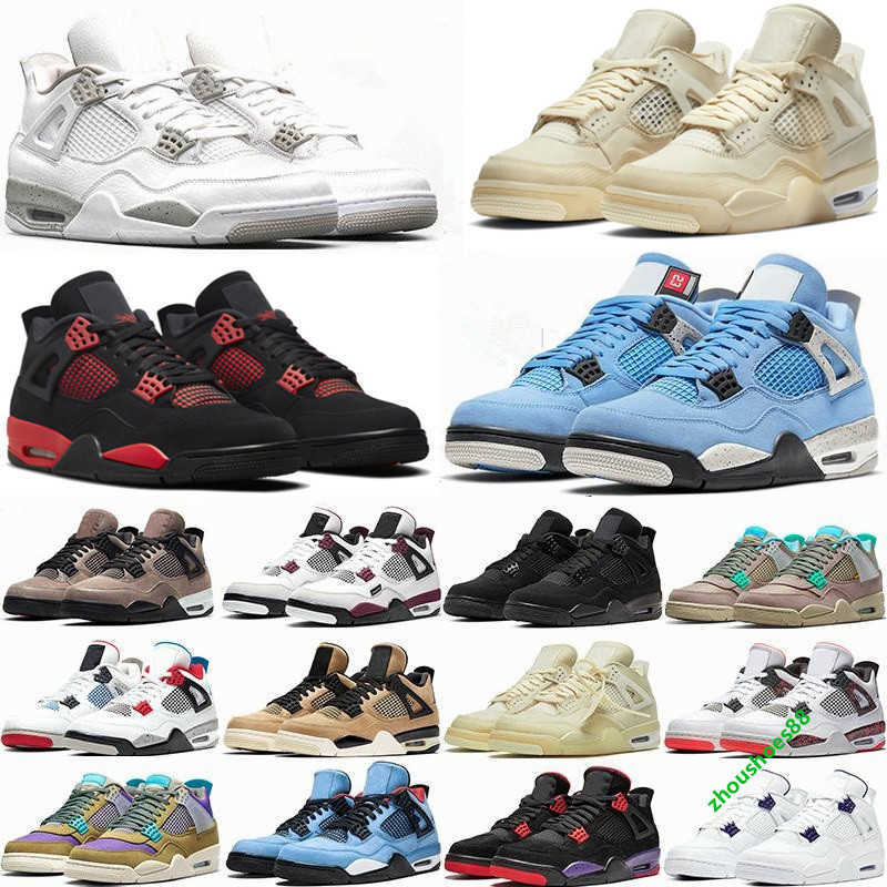 

University 2022 Blue 4 4s mens Basketball Shoes white guava ice oreo sail noir metallic purple black cat bred shimmer cactus jack men women sneakers Trainers, 16