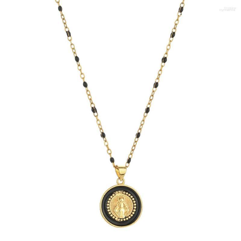 

Chains Boho Chain Stainless Steel Virgin Mary Necklace For Women Gold Color Virgen Maria Medalla Choker Religious