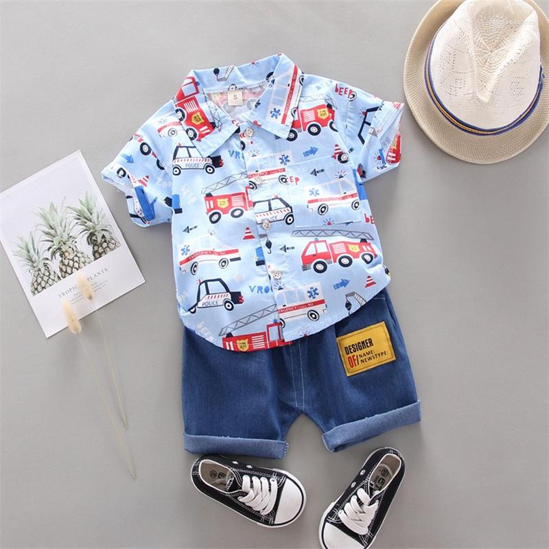 

Clothing Sets 2023 Summer Short Sleeve Boy Clothes Baby Lapel Suit 1-4 Year Old Cartoon Dress Two-piece, Beige