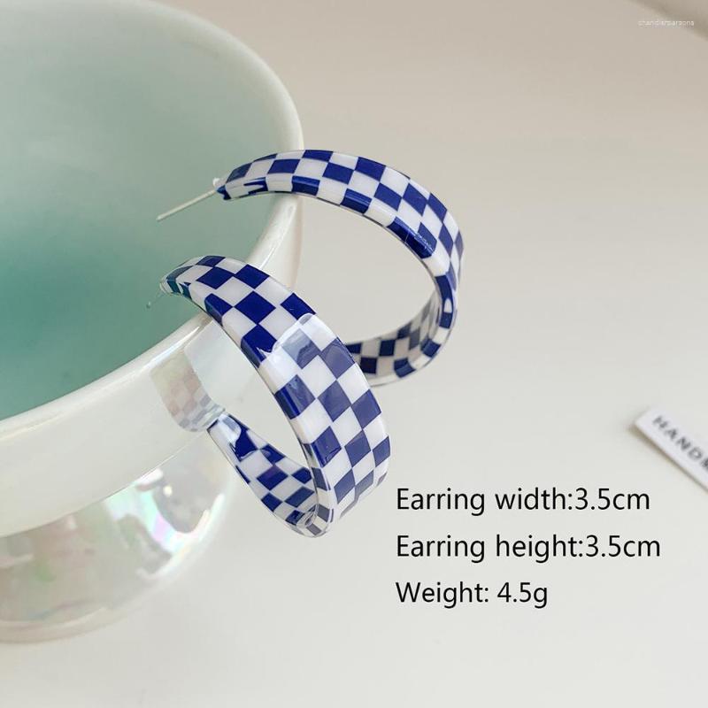 

Stud Earrings 925 Silver Needle For Women Simple C-shaped Fashion Color Plaid Pendientes Mujer Wedding Party Jewelry