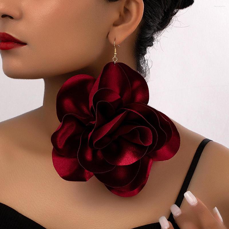 

Dangle Earrings 1 Pair Fabric Over Sized Rosette Flower Floral Earring For Women