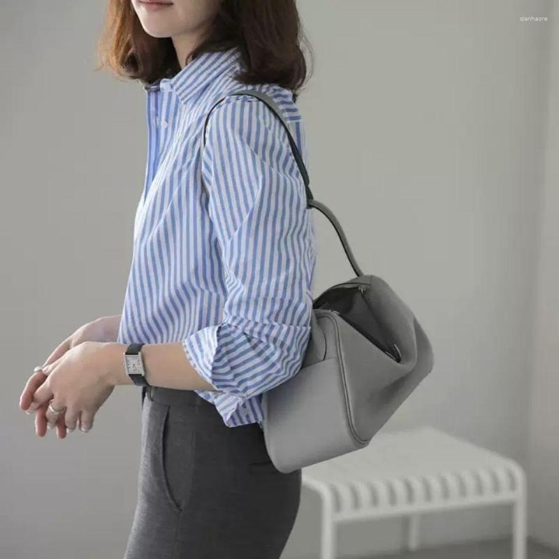 

Women's Blouses 2023 Spring Autumn Fashion Tops Korean Shirts Women Loose Long Sleeve Striped Office Ladies Vintage Clothes C100, Qianlan