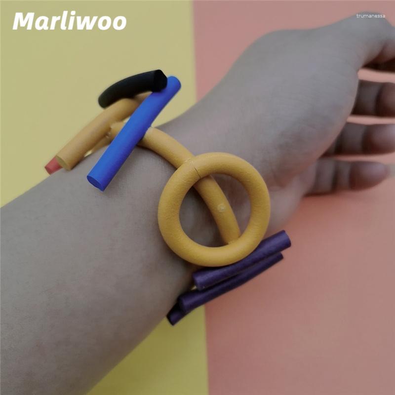 

Bangle Marliwoo Multicolor Gothic Charm Bracelets Designer Handmade Luxury Bangles Women Rubber Jewelry Party Accessories Wholesale Raym22