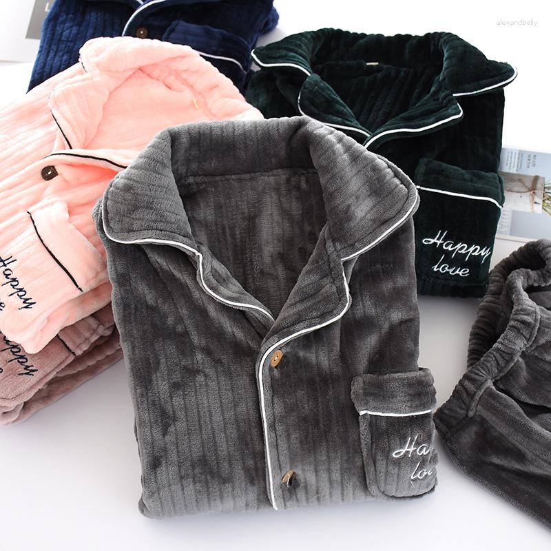 

Women's Sleepwear Couple's Home Service Suit Coral Fleece Pajamas Unisex Winter Thick Warm Long-sleeve Nightgown Cardigan Kimono Sexy, Women pink