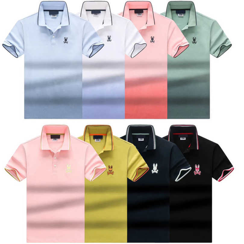 

Designer Mens Psychos Polos Bunnys Shirts Summer Short Sleeve Slim Fit Breathable Skull Rabbit Print Sailor Neck Casual Top Tshirt Luxury Fashion t Shirt Okd5