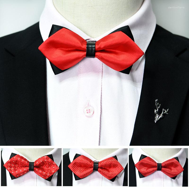 

Bow Ties Men's Formal Wear Professional Business Festive Red Bridegroom Wedding Polyester Silk Plain Spot Pointed Double Layer Tie