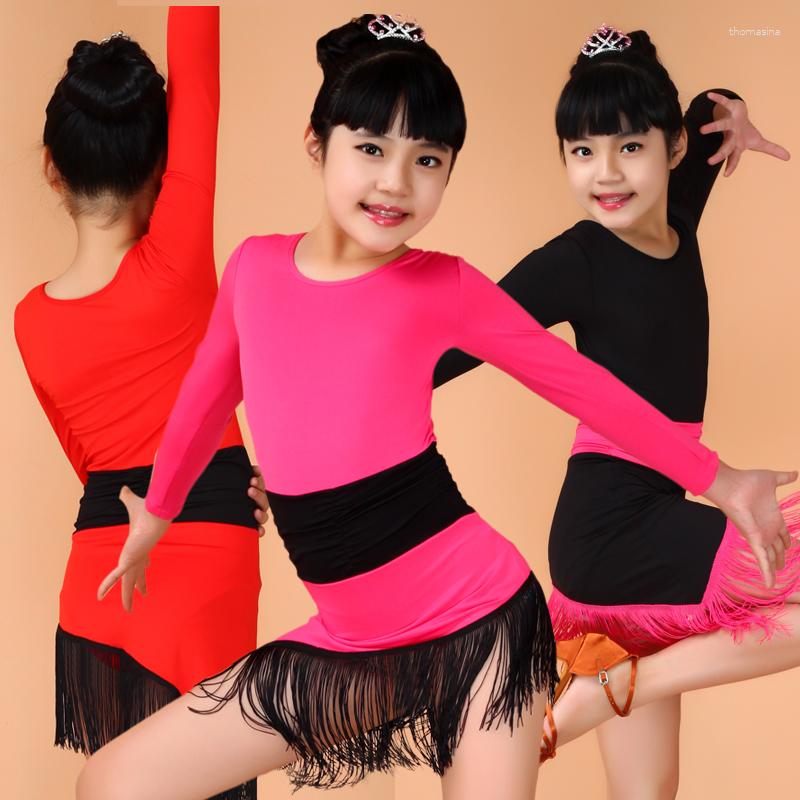 

Stage Wear 6 Sizes Tassel Dual Color Latin Dance Dress Girls Childrens-Fancy-Dress Sexy Plus Fringe Tango Salsa Rumba Costume