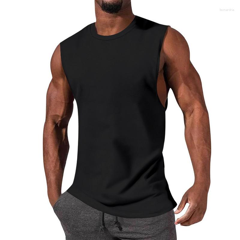 

Men's Tank Tops 2023 Summer 2yk For Man Solid Color Crew Neck Gym T Shirts Training Casual Sleeveless Vest Pullover Men's Clothing, 04 black