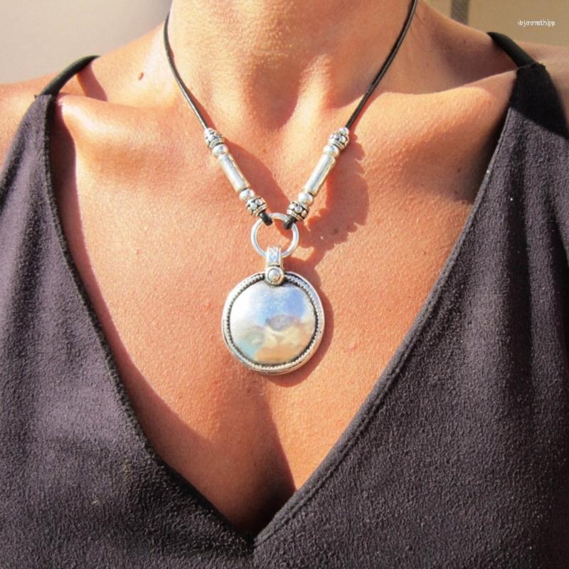 

Pendant Necklaces M2EA Disc Necklace Statement Ethnic Jewelry Lariat Women