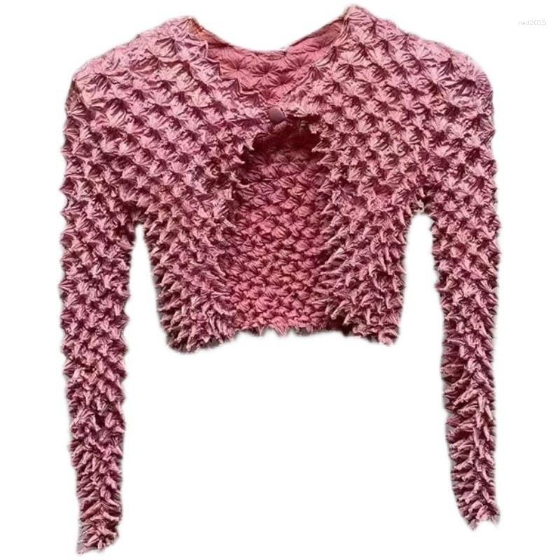 

Women' Jackets WANGLETTER Autumn And Winter Irregular Pleated Slim Fit Short Coat Design Personalized Long Sleeve Top For Women, Black