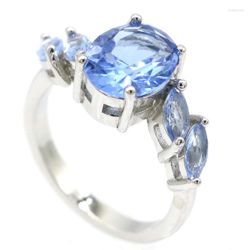 

Cluster Rings 925 SOLID STERLING SILVER Ring 4g Multi Color Violet Tanzanite Golden Citrine Raspberry Rhodolite Garnet For Females