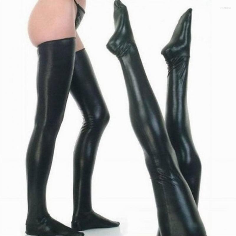 

Women Socks 1 Pair Sexy Bar Stockings Red/Black Dance Patent Leather Legging Tight Party Costume For Club