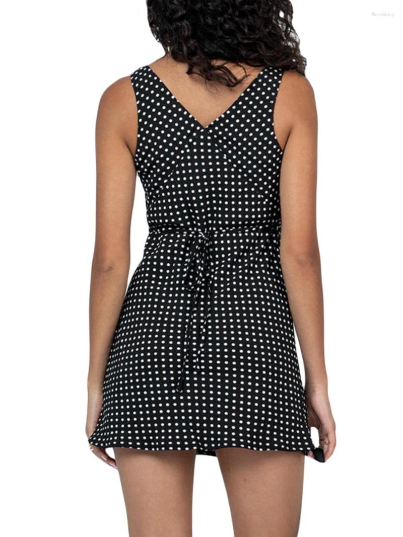

Casual Dresses Women Summer Floral Mini Dress Sleeveless V Neck Short Sexy Low Cut Backless Beach Streetwear A-black Small, Dot
