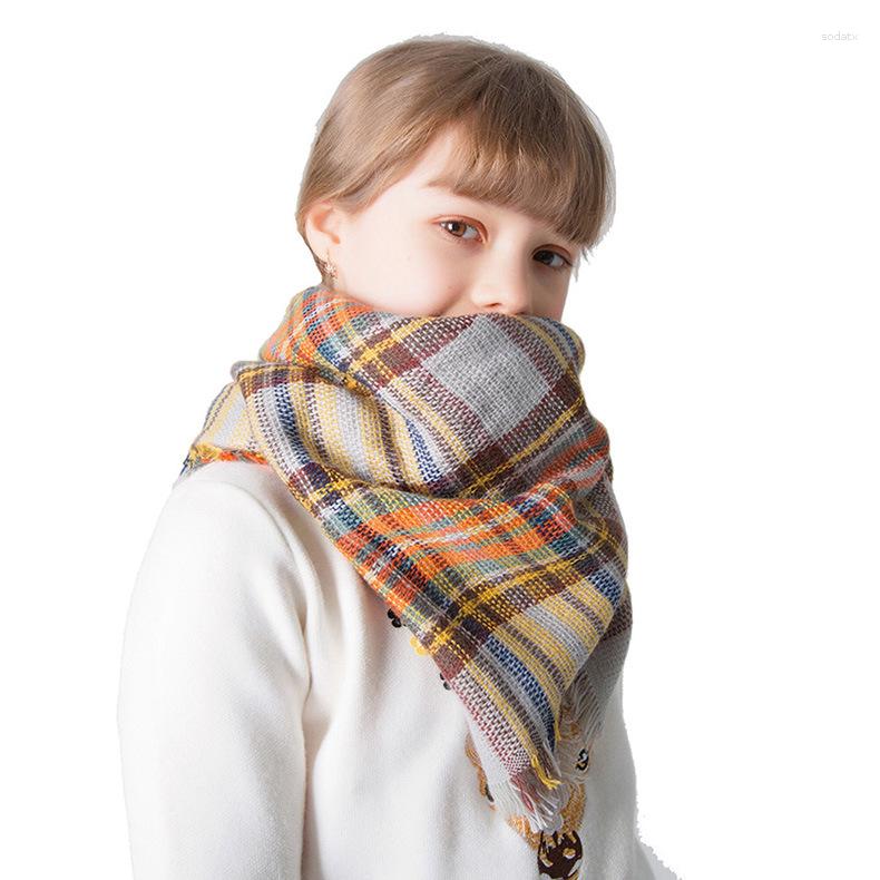 

Scarves Thick And Warm Autumn Winter Cashmere-like Children's Plaid Square Scarf Triangle Women Shawl