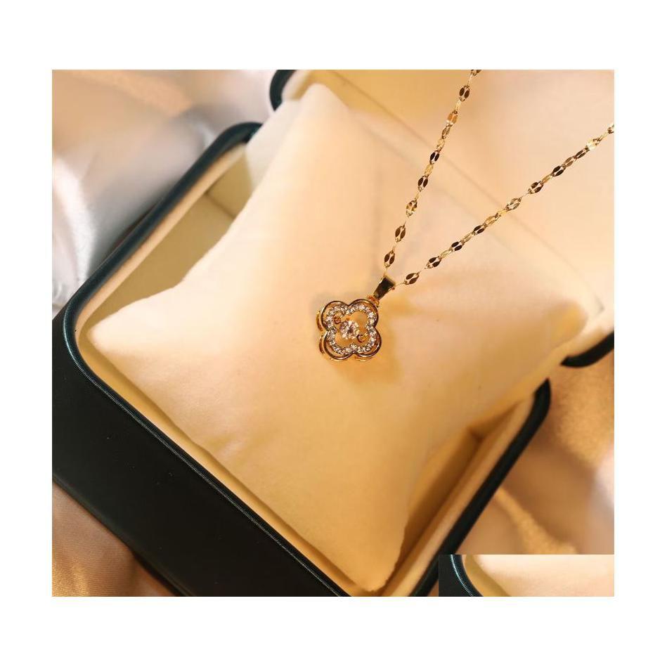 

Pendant Necklaces Car Dvr Luxury Design Necklace 18K Gold Plated Stainless Steel Choker Chain Letter Fashion Womens Wedding Jewelry Dhmt9