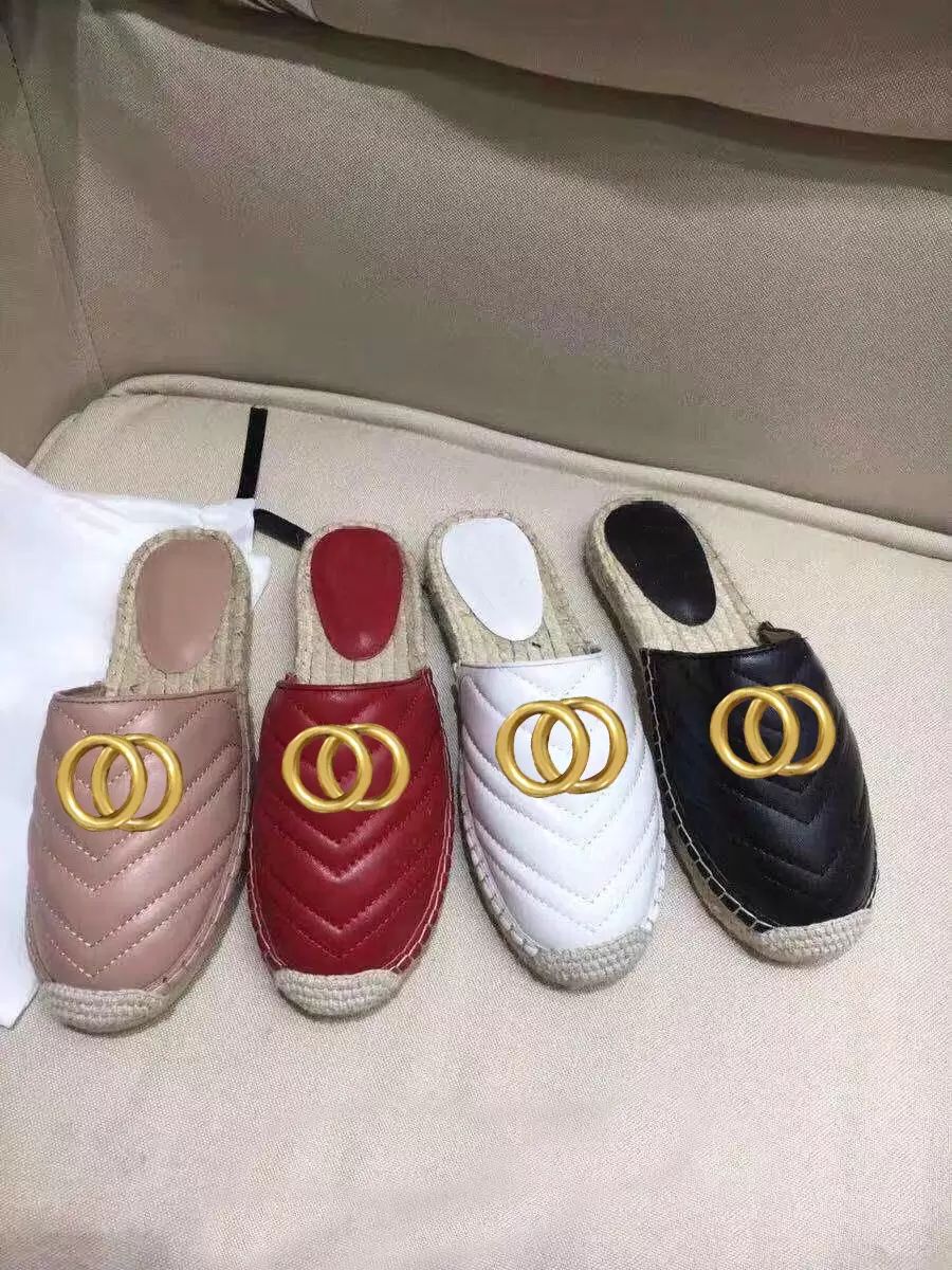 

Designer Summer Beach slippers fashion Lazy Baotou platform flops leather Letters lady Thick bottom Slides women shoes Metal Ladies Sandals Large size 35-42 with box, Rose gold