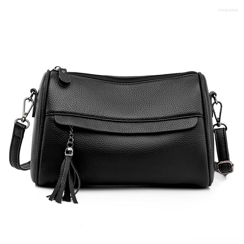 

Evening Bags Woman Leather Handbag Small Luxury Shoulder Bag Cross Body Pillow Fashion Messenger Women Versatile Genuine, Black